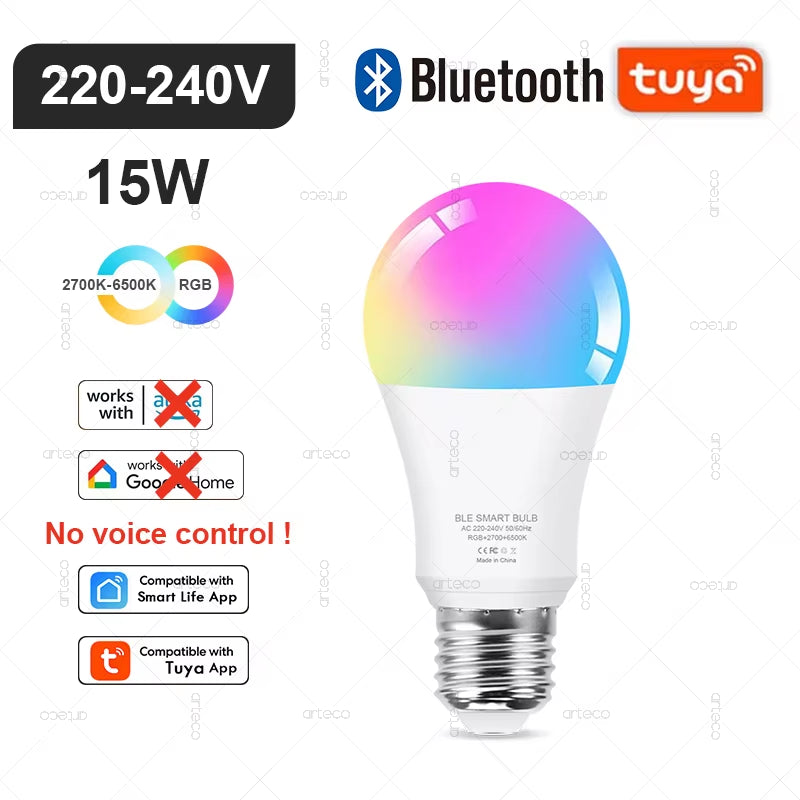 Tuya E27 E14 GU10 Bulb WIFI Zigbee Bluetooth,Dimmable Smart LED Lamp 2700-6500K RGB,LED Light Bulb Work with Alexa Amazon Google