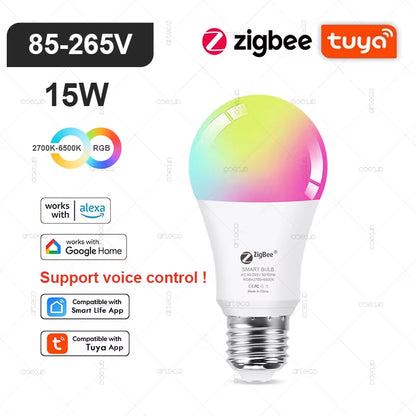 Tuya E27 E14 GU10 Bulb WIFI Zigbee Bluetooth,Dimmable Smart LED Lamp 2700-6500K RGB,LED Light Bulb Work with Alexa Amazon Google