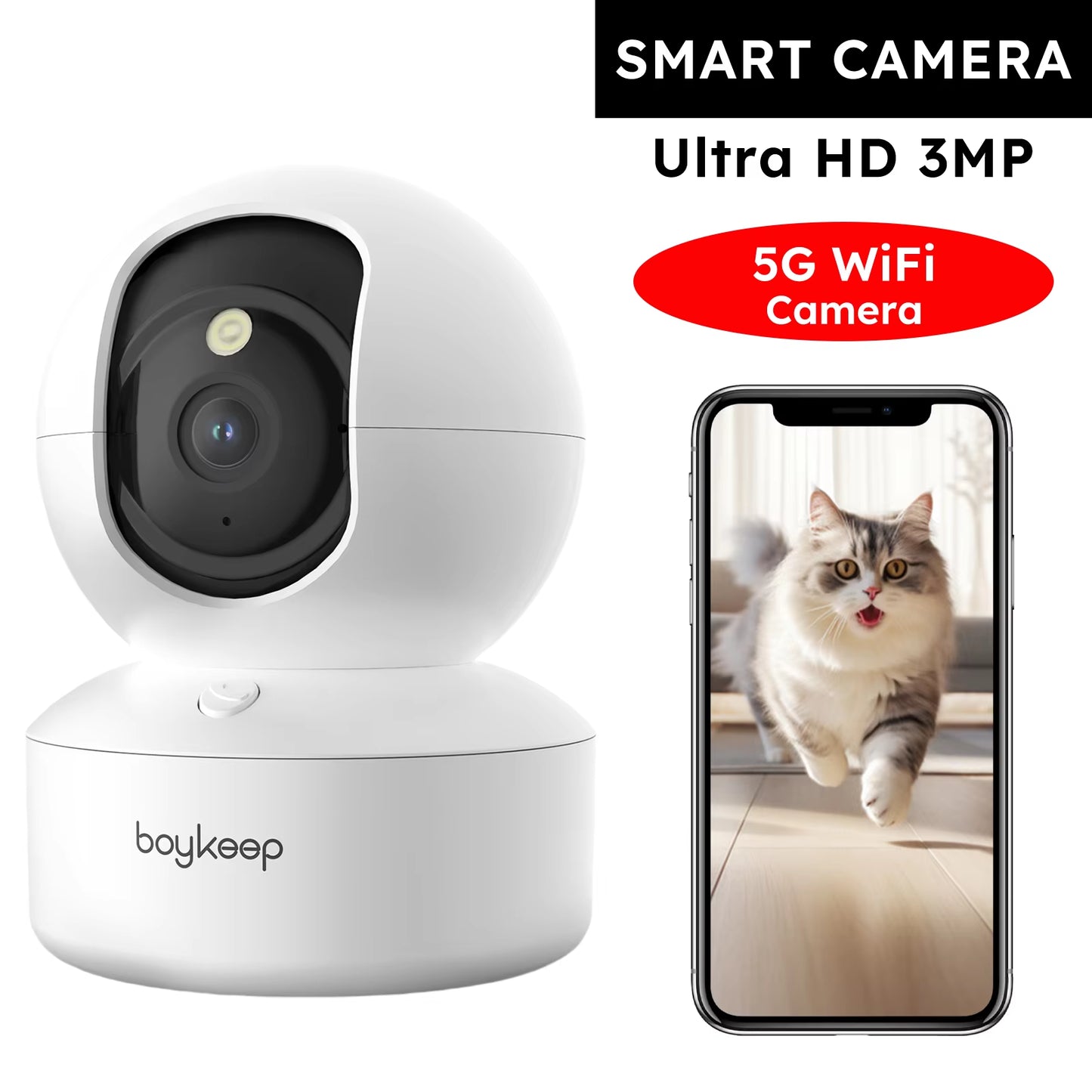 2K Pet Dog Camera with Phone App, 5G/2.4Ghz Wifi Indoor Security Baby Camera, 360° Pan & Tilt, 2-Way Audio, Night Vision